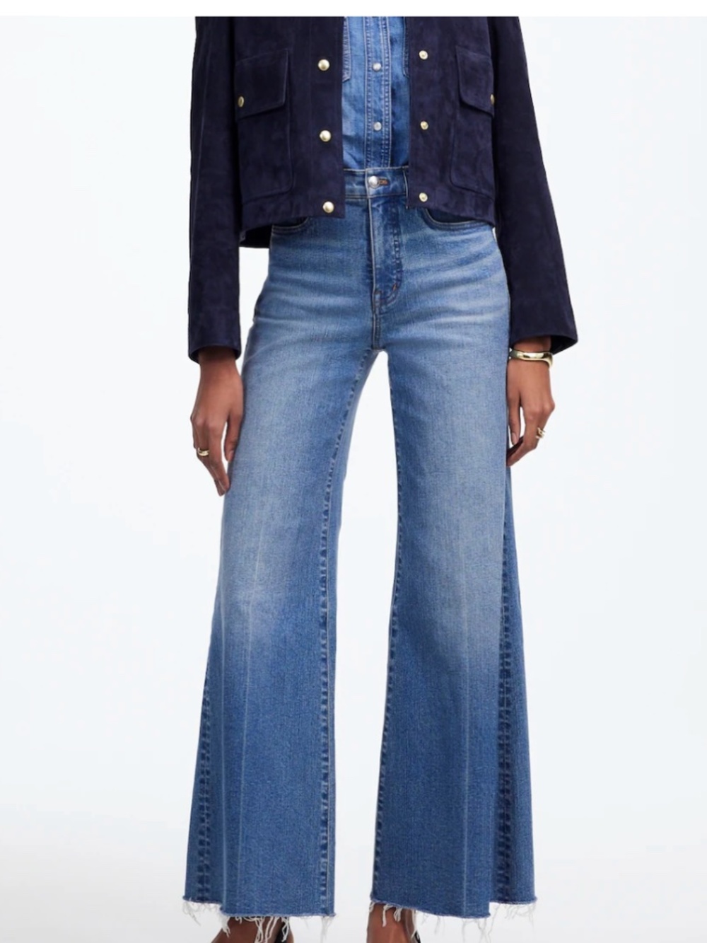 Madewell Petite Flared Wide-Leg Crop Jeans  24 NWT